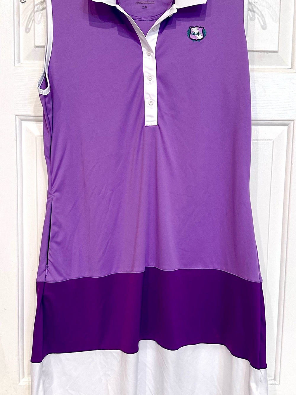 AUR Active Purple & White Striped Polo Golf Dress – Size XL